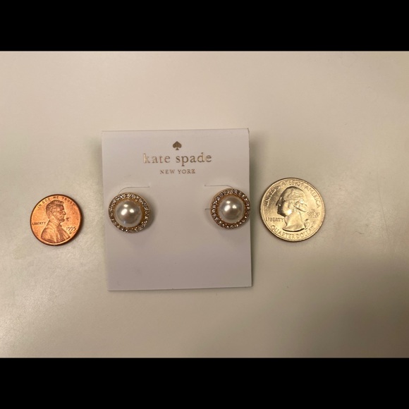 Kate Spade Round Crystal Pearl Studs - Picture 3 of 3